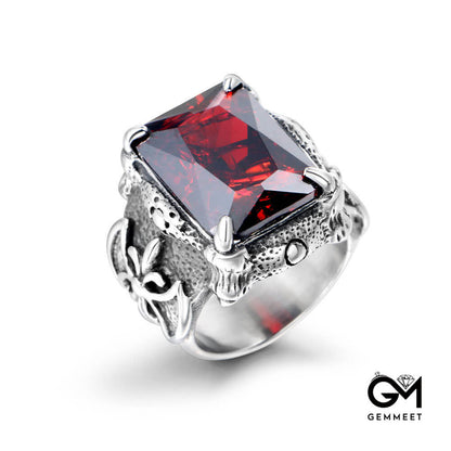 Titanium Steel Cast Magnificent Red Zircon Ring