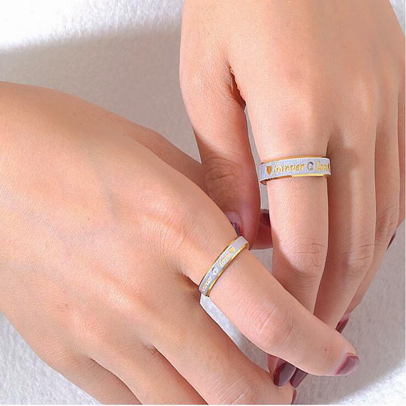 Stainless Steel Matching Wedding Forever Love Rings Set