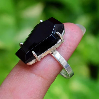 Black Onyx Coffin Ring