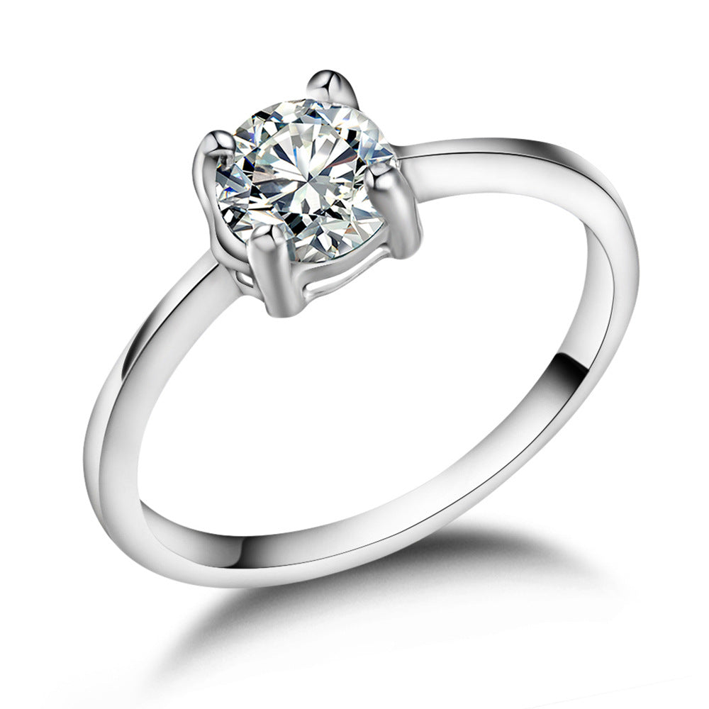 Simple Eight-heart Eight-arrow Zircon Ring