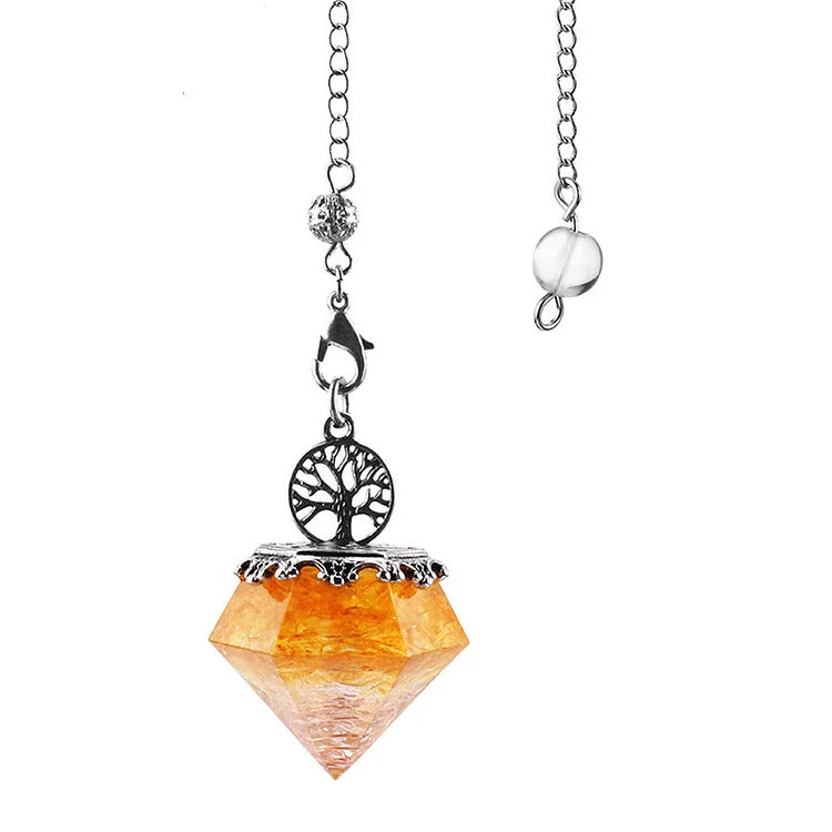 Natural Crystal Geometric Tree of Life Pendulum