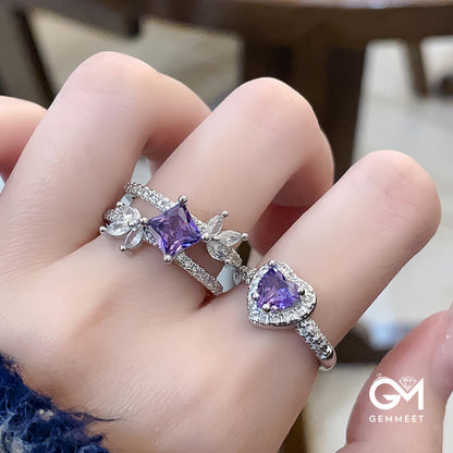 Luxury Purple Zircon Open Ring