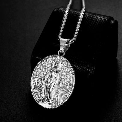 Hip Hop Jewelry Stainless Steel Gold Plated Zirconia Maria Pendant