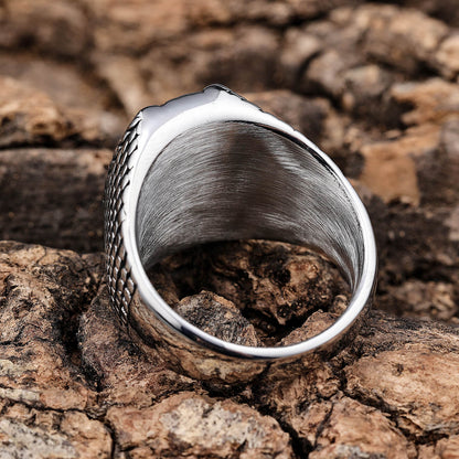 Titanium Steel Men's Compass Totem Ring