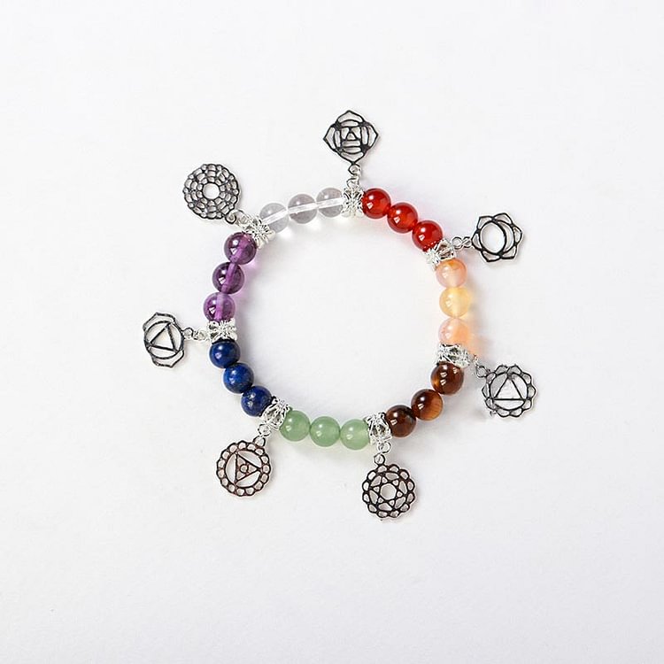 Natural Gemstone Seven Chakra Yoga Bracelet