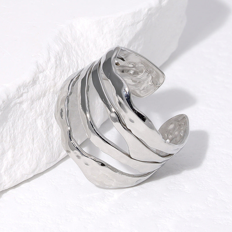 Stainless Steel Simple Irregular All-match Ring