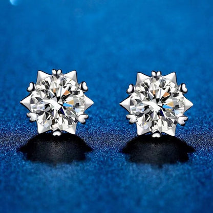 White Gold Hexagon Full Stones Moissanite Stud Earrings