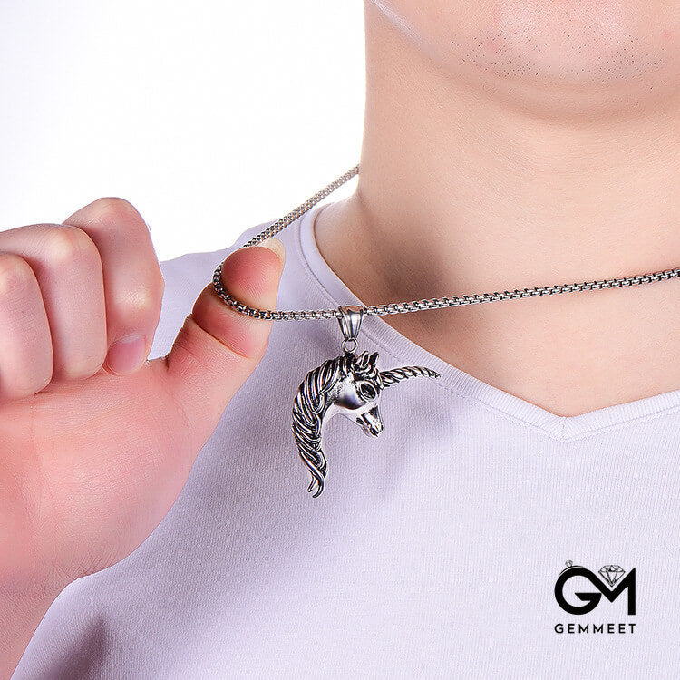 Stainless Steel Unicorn Pendant Necklace