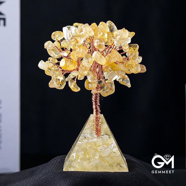 Crystal Gravel Pyramid Base Feng Shui Tree