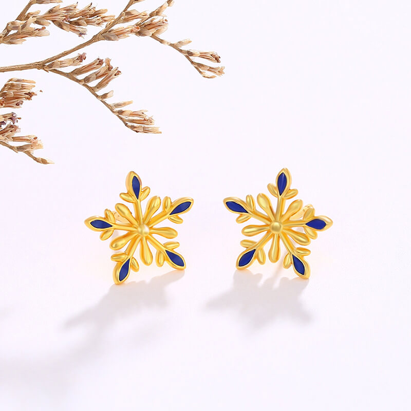 Christmas Enamel Colorful Snowflake Stud Earrings