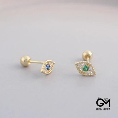 White Zircon Turquoise Evil Eye Earrings