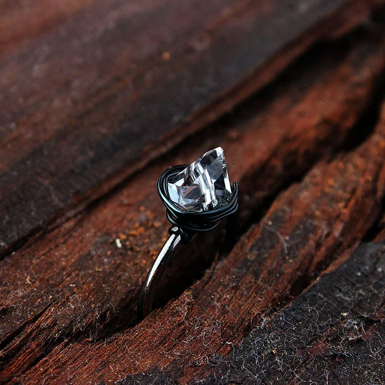 Handmade Natural Stone Crystal Wire Wrap Ring