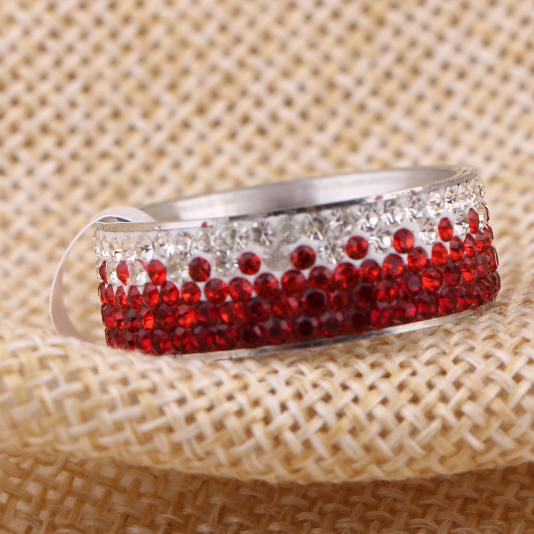 Gradual Change Color Zircon Titanium Steel Ring