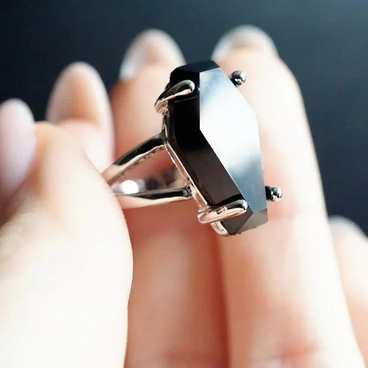 Black Onyx Coffin Ring