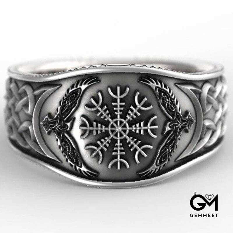 Viking Compass Vintage Graffiti Ring