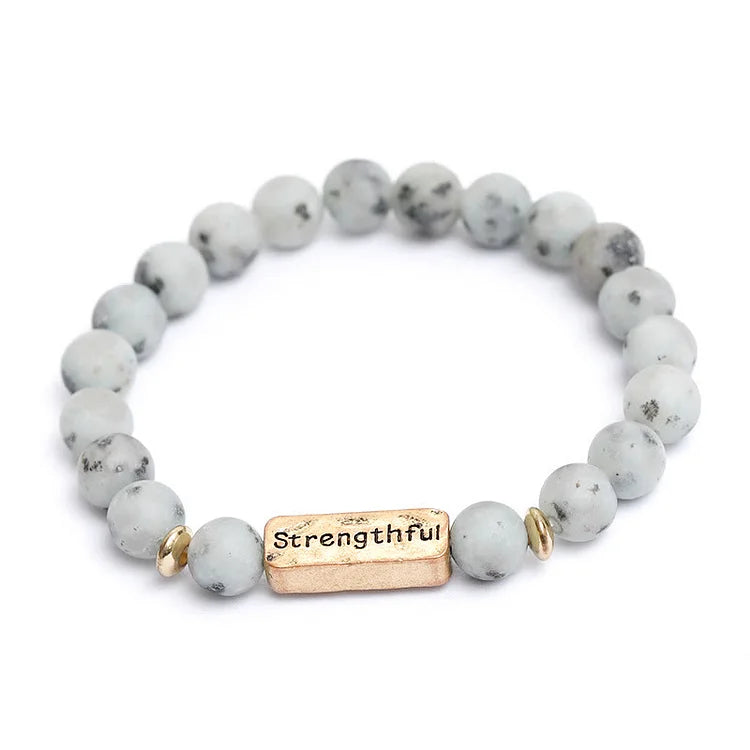 Natural Gemstone Strengthful Engraving Bracelet