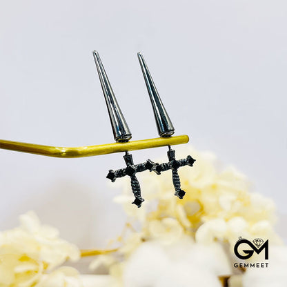 Black Zircon Alloy Grunge E-Girl Aesthetic Gothic Sword Earrings