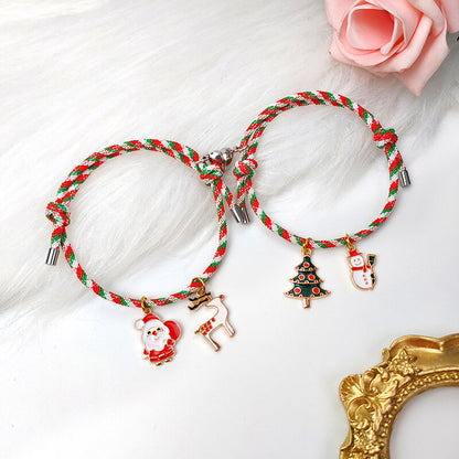 Christmas Love Magnet Braided Couple Bracelet A Pair Of Men And Women Bracelets