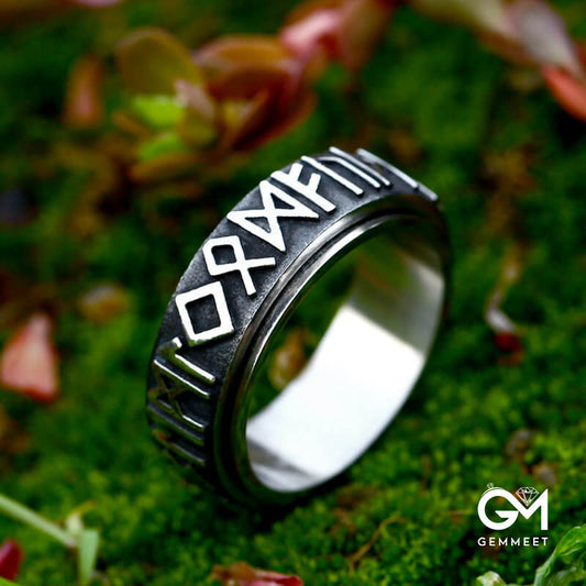 Nordic Letter Stainless Steel Rotating Ring