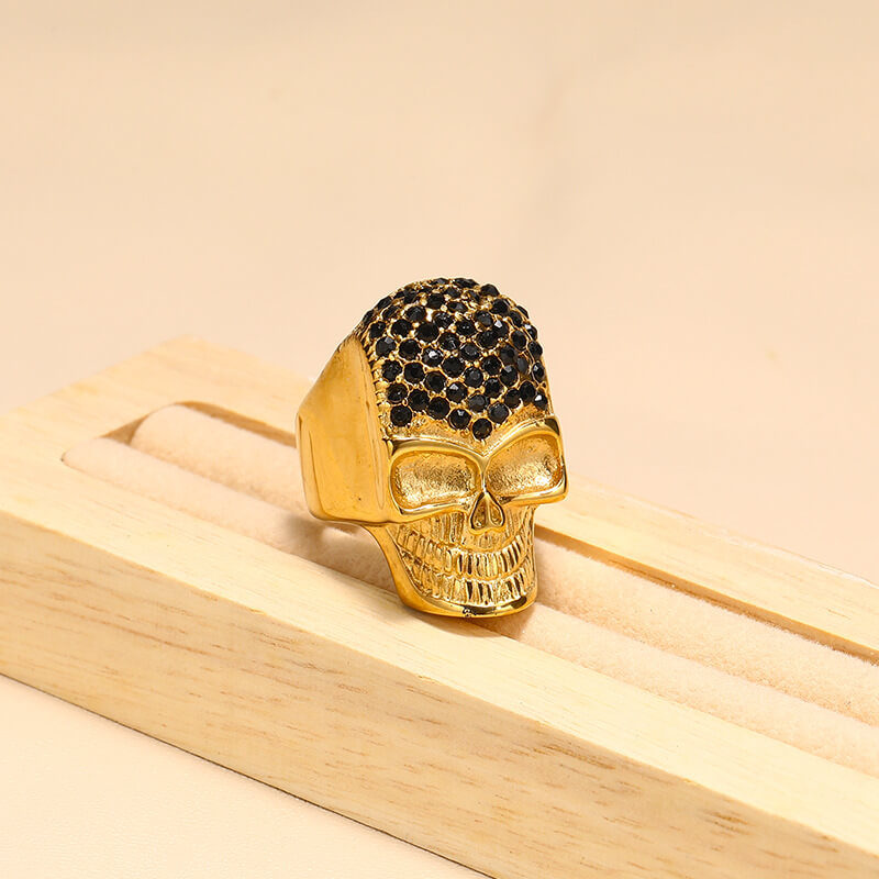 Halloween Funny Vintage Inlaid Zircon Skull Ring