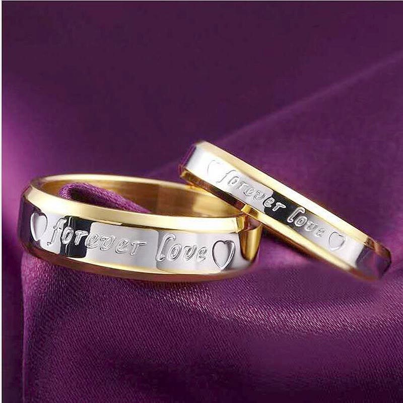 Personalized Two Tone Gold & Silver Couples Forever Ring