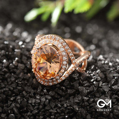 Creative Morganite and Zircon Ring