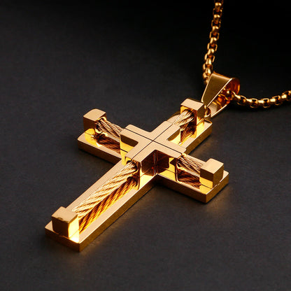 Jesus Christ Cross Pendant Stainless Steel Necklace