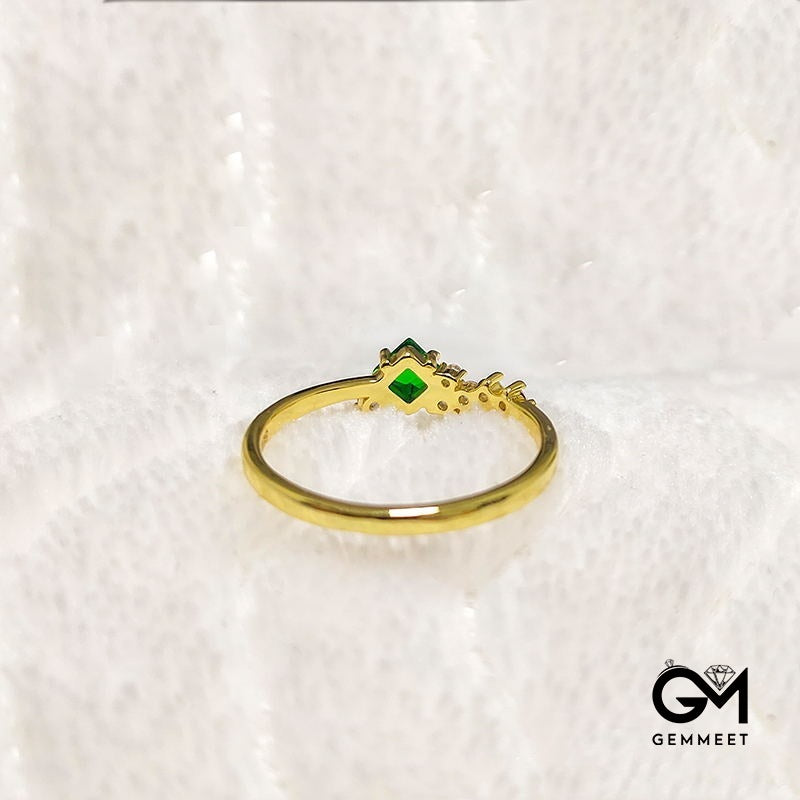 Vintage Green Zircon Gold Plated Ring