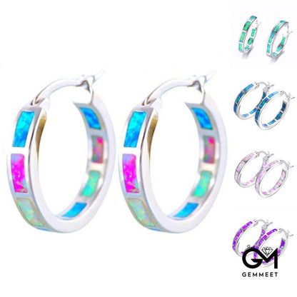 Creative Round Color Opal Earrings