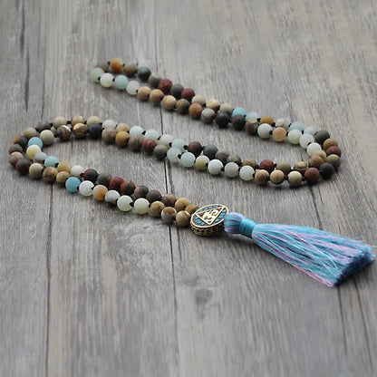 Multicolored Tassel Mala Rosary Beads Necklace