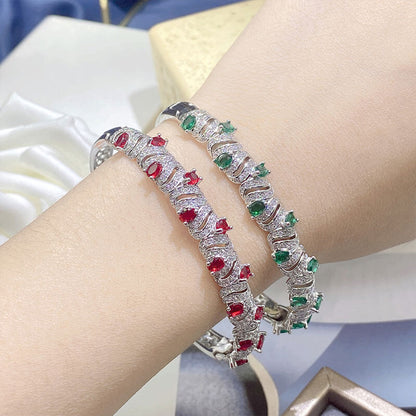 Imitation Mozambique Ruby Bracelet Micro-paved Emerald Fancy Red Diamond Bracelet