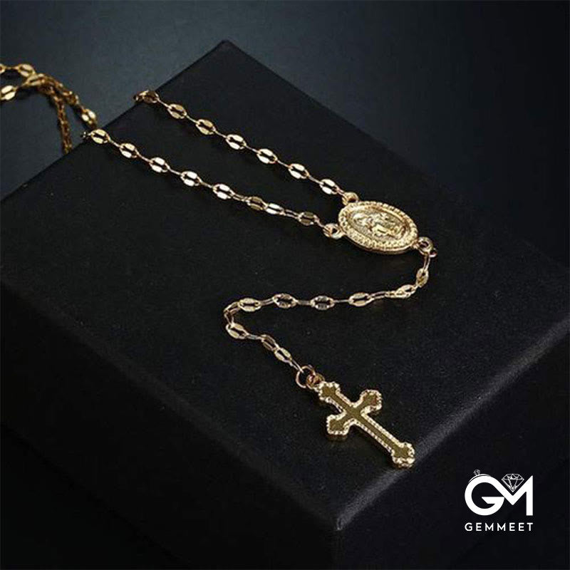 Ladies Exquisite Cross Rosary Necklace