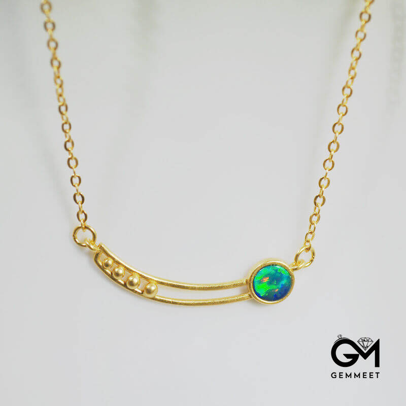 Simple Opal Gold Plated Necklace