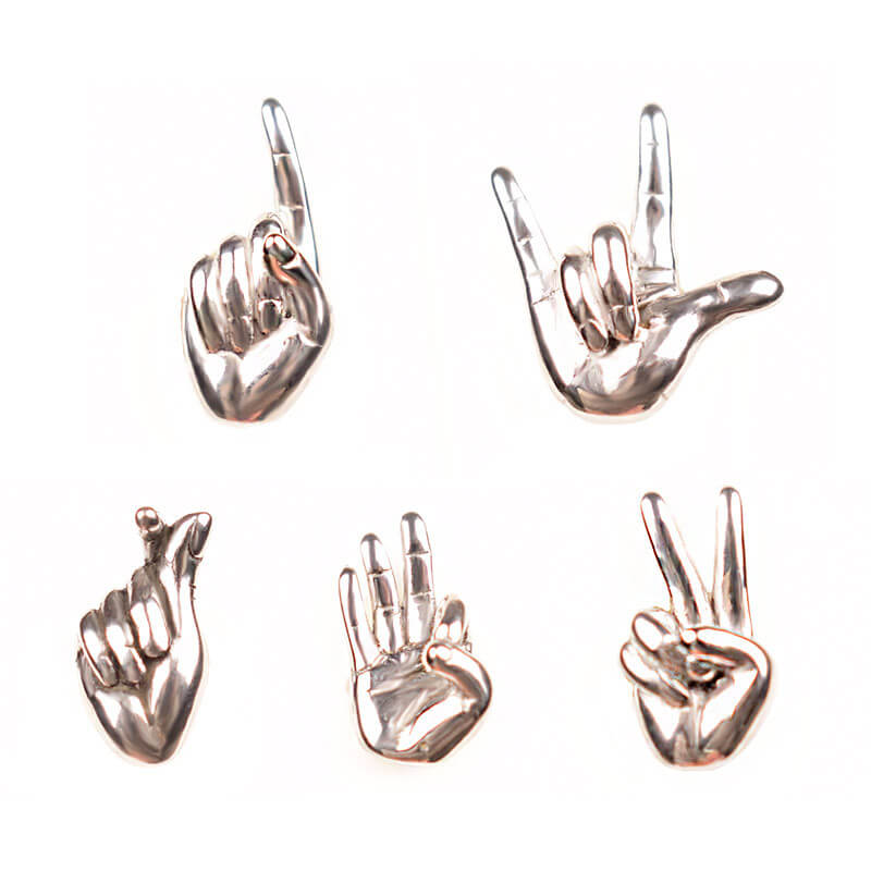 Peace & Love Trendy Gesture Stud Earrings