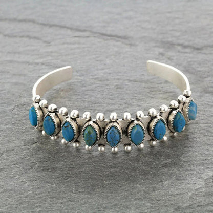 Ethnic Style Metal Inlay Turquoise Women's Bracelet