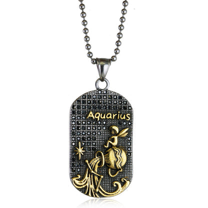 Mens Zodiac 3D Astrology Sign Design Necklace