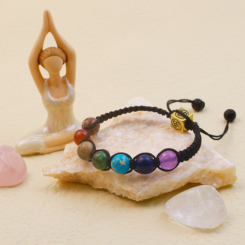 Agate Real Stone OM Symbol Chakra Bracelet