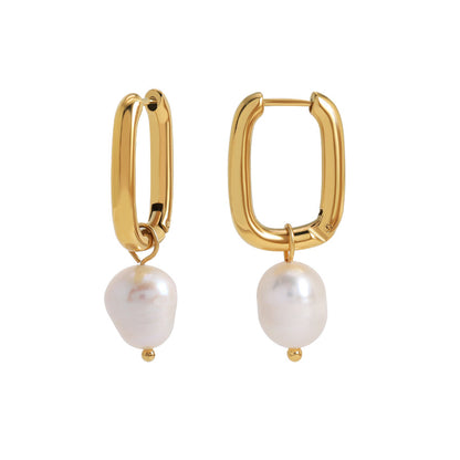 Golden Irregular Pearl Dangle Earrings