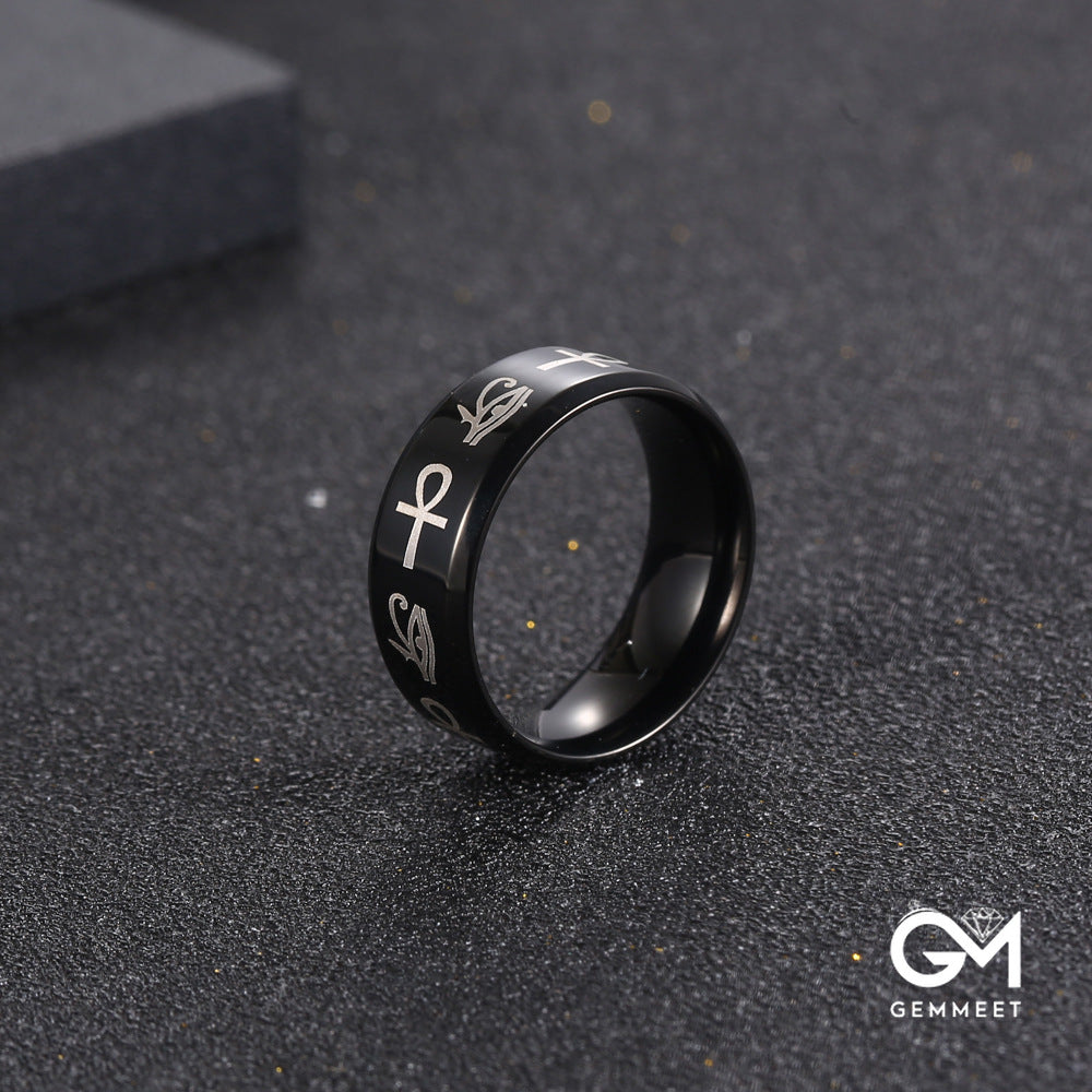 Stainless Steel Simple Letter Symbol Ring