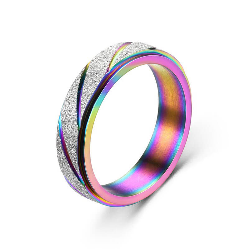 Colored Minimalism Texture Rotatable Ring