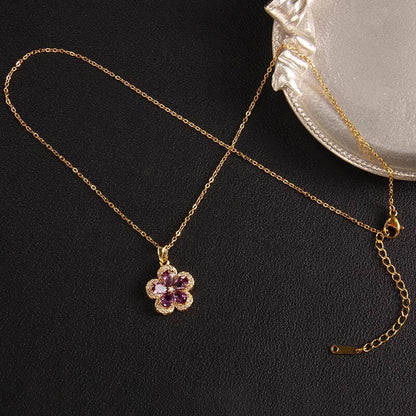 Zircon Four Leaf Clover Flower Necklace