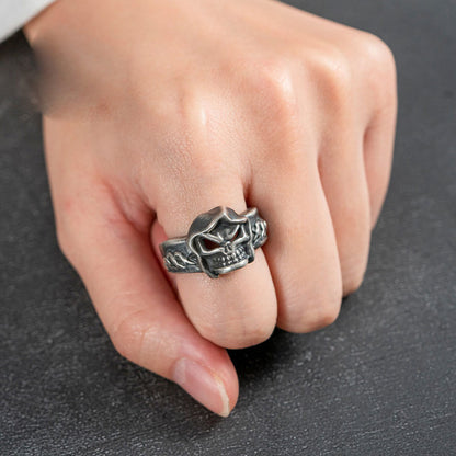 Vintage Men's Double Dragon Skull Ring