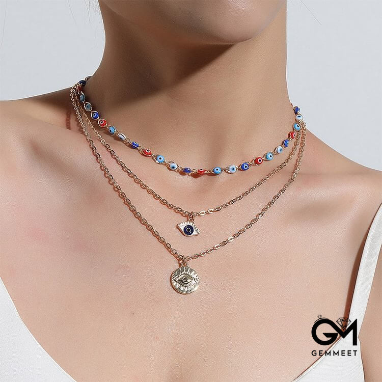 Three Layer Colorful Devil's Eye Necklace