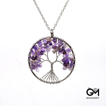 Gravel Crystal Kabbalah Tree of Life Necklace