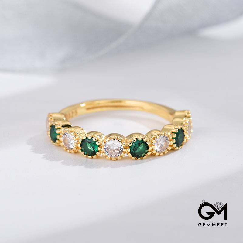 Vintage Gold-plated Green Zircon Green Garland Ring