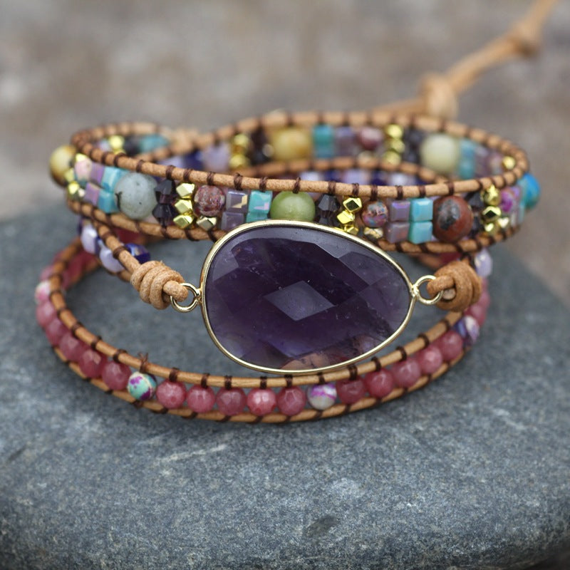 Bohemian Style Amethyst Bracelet