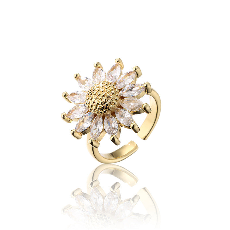 Sunflower Shape Full Stones Ring