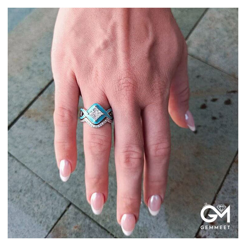 Fashion Turquoise Ocean Wave Ring