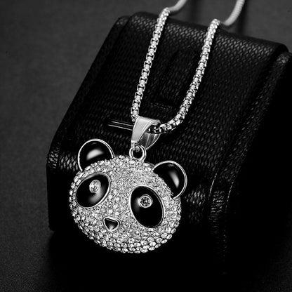 Hip-hop Titanium Steel Gold-plated Zircon Giant Panda Pendant