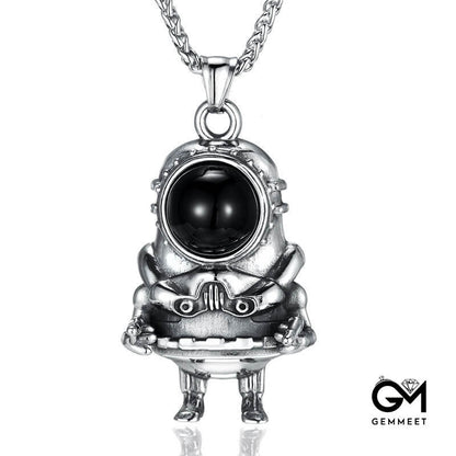 Stainless Steel Vintage Robot Necklace